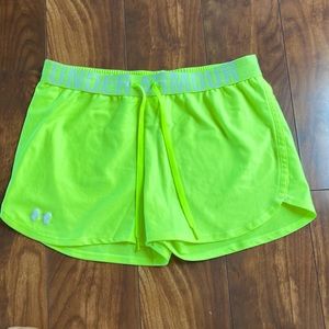Neon yellow Under Armour shorts. Size small.